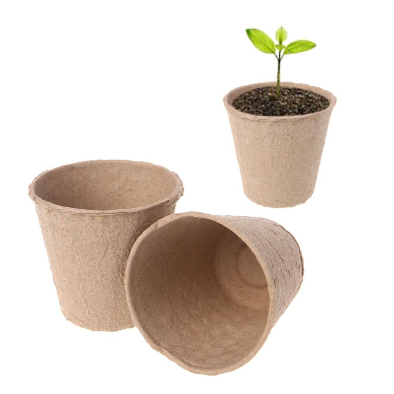 50Pcs 2.4" Paper Pot Plant Starters Seedling Herb Seed Nursery Cup Kit Organic Biodegradable Eco-Friendly Home Cultivation