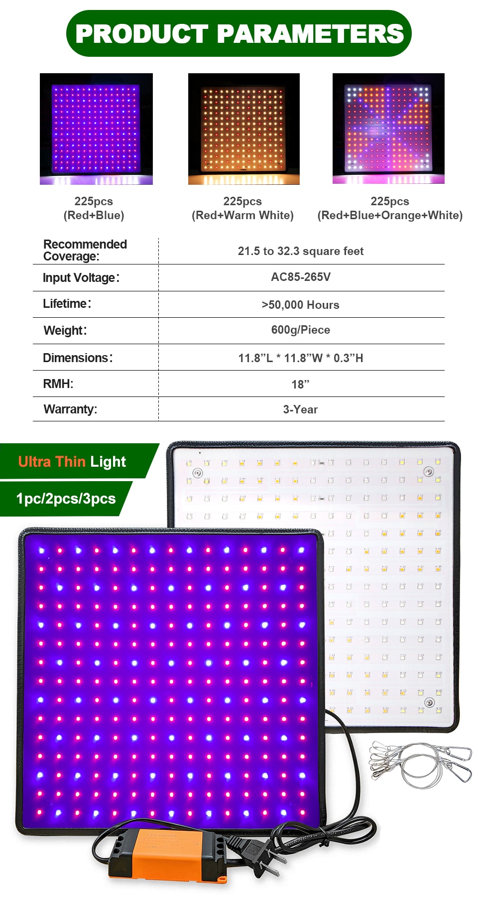 Ultra Light Full Spectrum Hydroponics Lamp