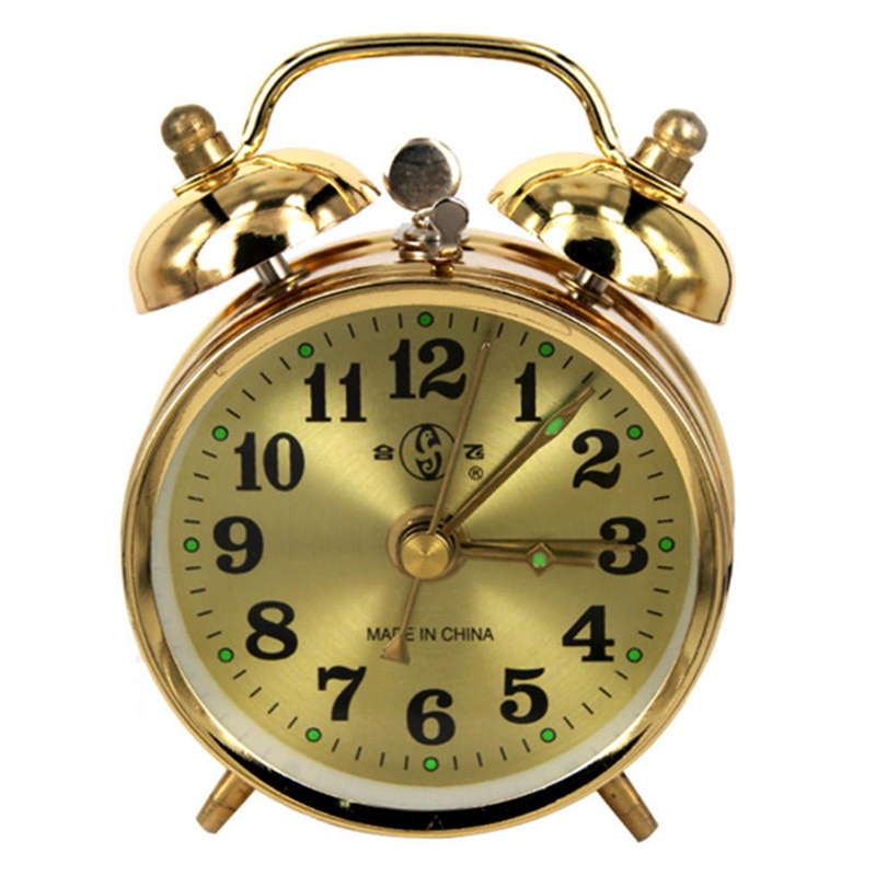 Gold Mechanical Alarm Clock Manual Wind Up Vintage Metal Snooze Table Clock Display Cute Version Home Decoration Supplies Gold Mechanical Alarm Clock Manual Wind Up Vintage Metal Snooze Table Clock Display Cute Version Home Decoration Supplies