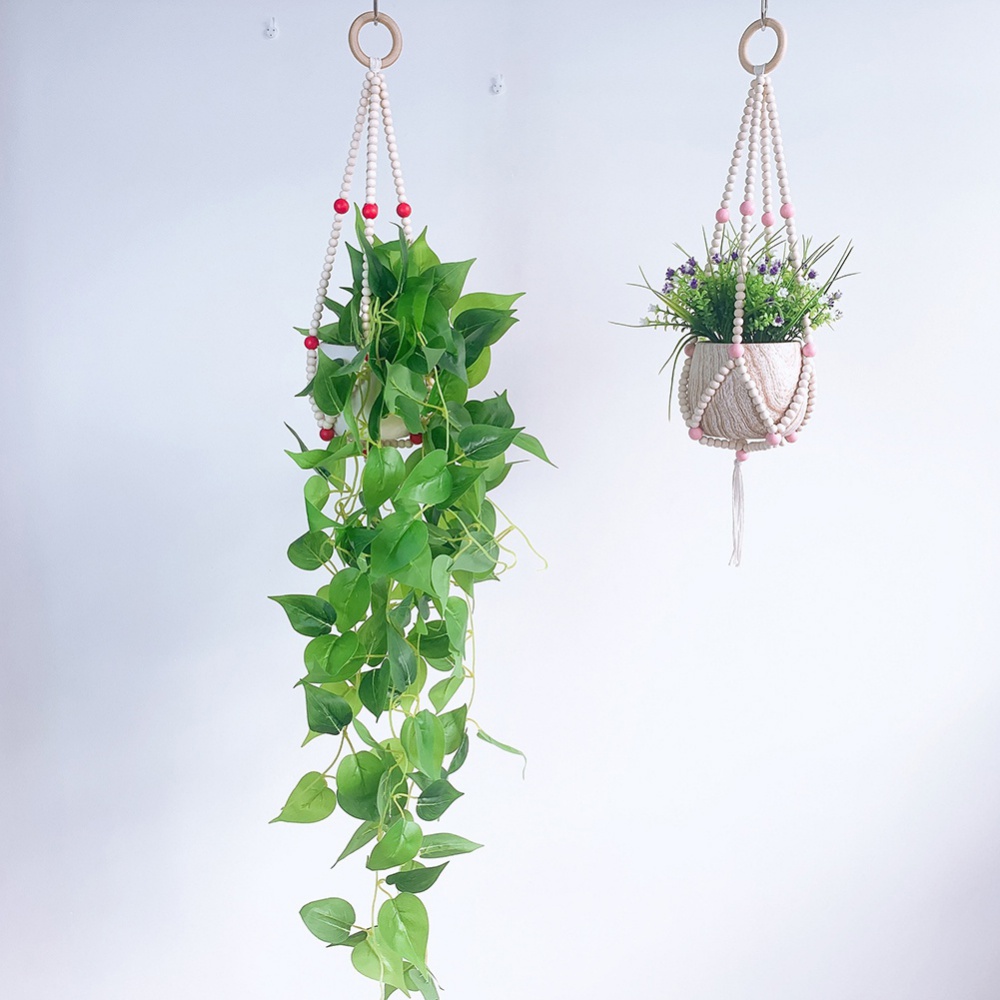 Vintage Macrame Hanging Baskets Handmade Wood Bead Tassel Flowerpot Net Plant Hanger Holder Hanging Flowerpot Basket Pot Holder Vintage Macrame Hanging Baskets Handmade Wood Bead Tassel Flowerpot Net Plant Hanger Holder Hanging Flowerpot Basket Pot Holder
