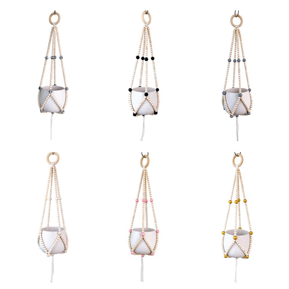 Vintage Macrame Hanging Baskets Handmade Wood Bead Tassel Flowerpot Net Plant Hanger Holder Hanging Flowerpot Basket Pot Holder Vintage Macrame Hanging Baskets Handmade Wood Bead Tassel Flowerpot Net Plant Hanger Holder Hanging Flowerpot Basket Pot Holder