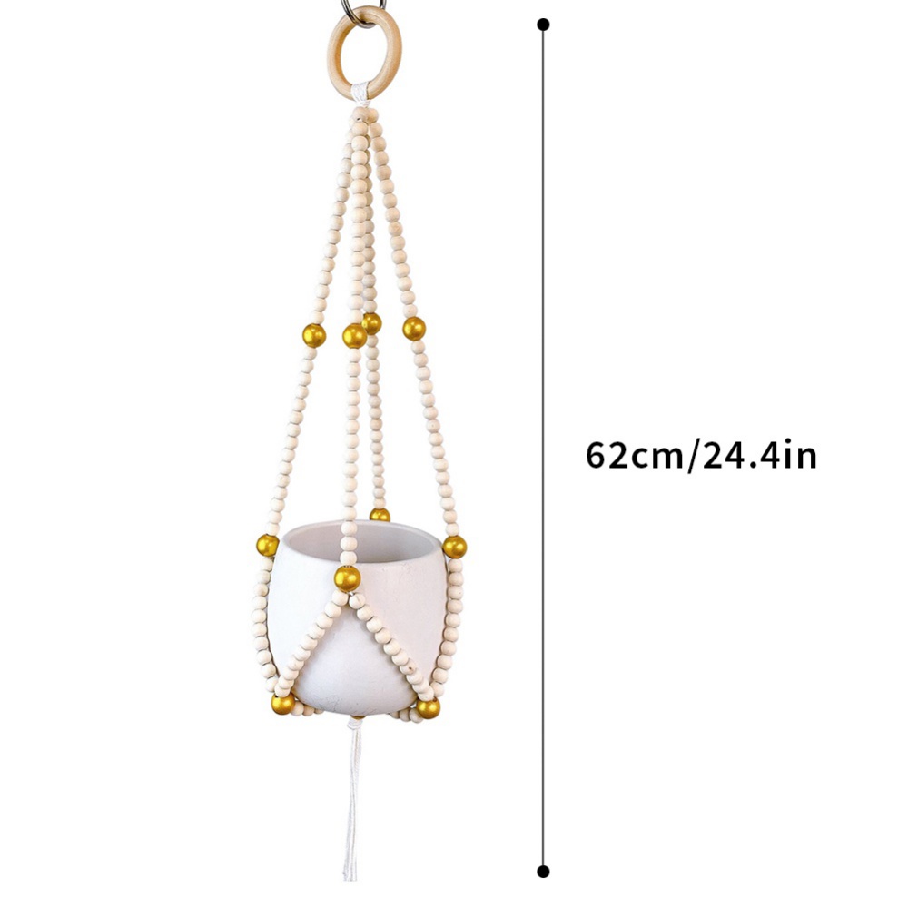 Vintage Macrame Hanging Baskets Handmade Wood Bead Tassel Flowerpot Net Plant Hanger Holder Hanging Flowerpot Basket Pot Holder