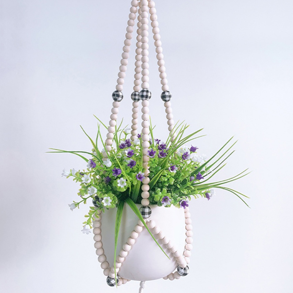 Vintage Macrame Hanging Baskets Handmade Wood Bead Tassel Flowerpot Net Plant Hanger Holder Hanging Flowerpot Basket Pot Holder