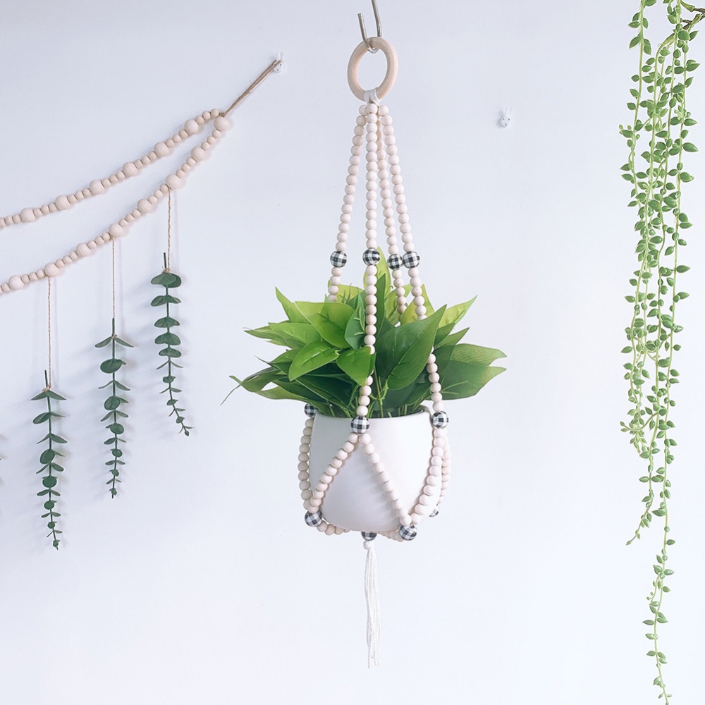 Vintage Macrame Hanging Baskets Handmade Wood Bead Tassel Flowerpot Net Plant Hanger Holder Hanging Flowerpot Basket Pot Holder Vintage Macrame Hanging Baskets Handmade Wood Bead Tassel Flowerpot Net Plant Hanger Holder Hanging Flowerpot Basket Pot Holder