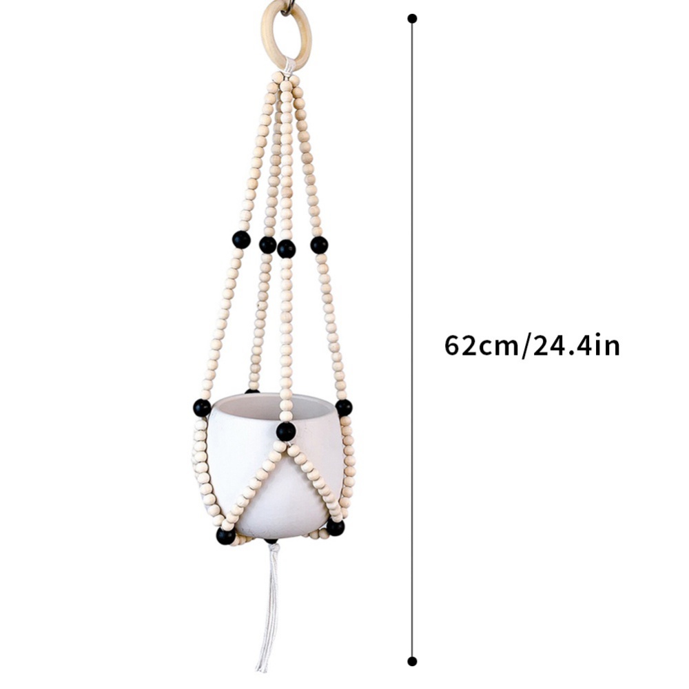 Vintage Macrame Hanging Baskets Handmade Wood Bead Tassel Flowerpot Net Plant Hanger Holder Hanging Flowerpot Basket Pot Holder